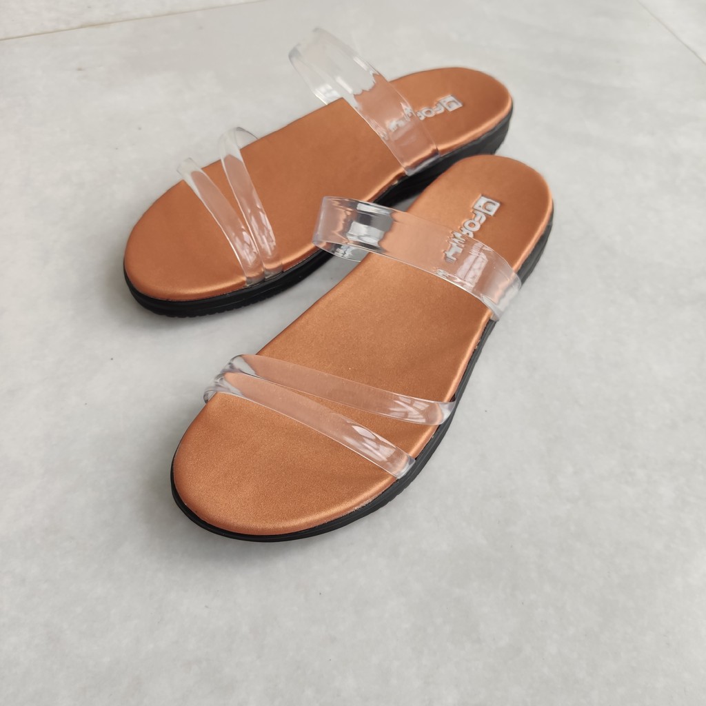 Sandal wanita sendal cewek  mika jelly bening sol flat nyaman di kaki