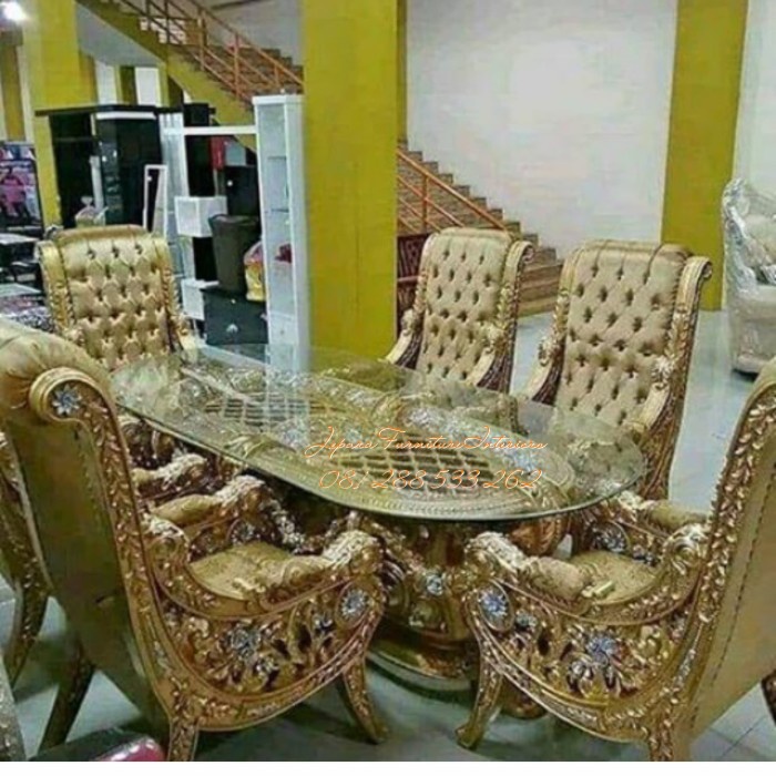 Kursi Meja Makan Raffi Ahmad Ukiran Jepara kayu jati furniture mebel