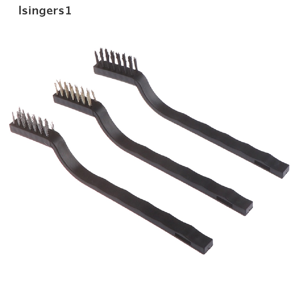 (lsingers1) 3pcs / Set Sikat Pembersih Karat Bahan Kawat Kuningan + Stainless Steel