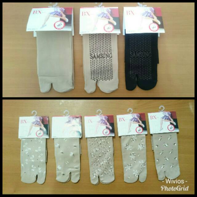 Kaos kaki jempol BX Angle Motif / Polos / Polos anti selip Cream &amp; Hitam