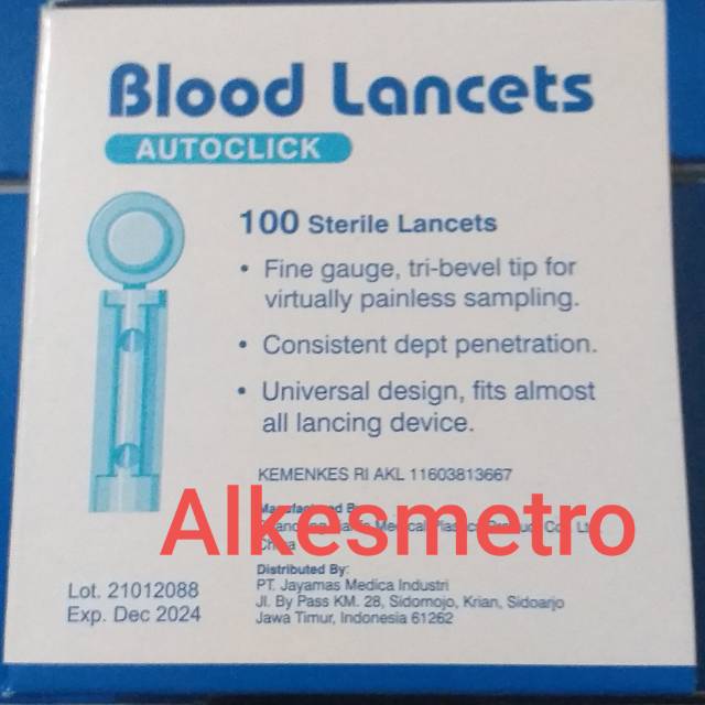 Jual BLOOD LANCETS/JARUM NO.28G/,ONEMED ISI 100/BOX/50BOX/CARTON(harga 1 karton) Indonesia