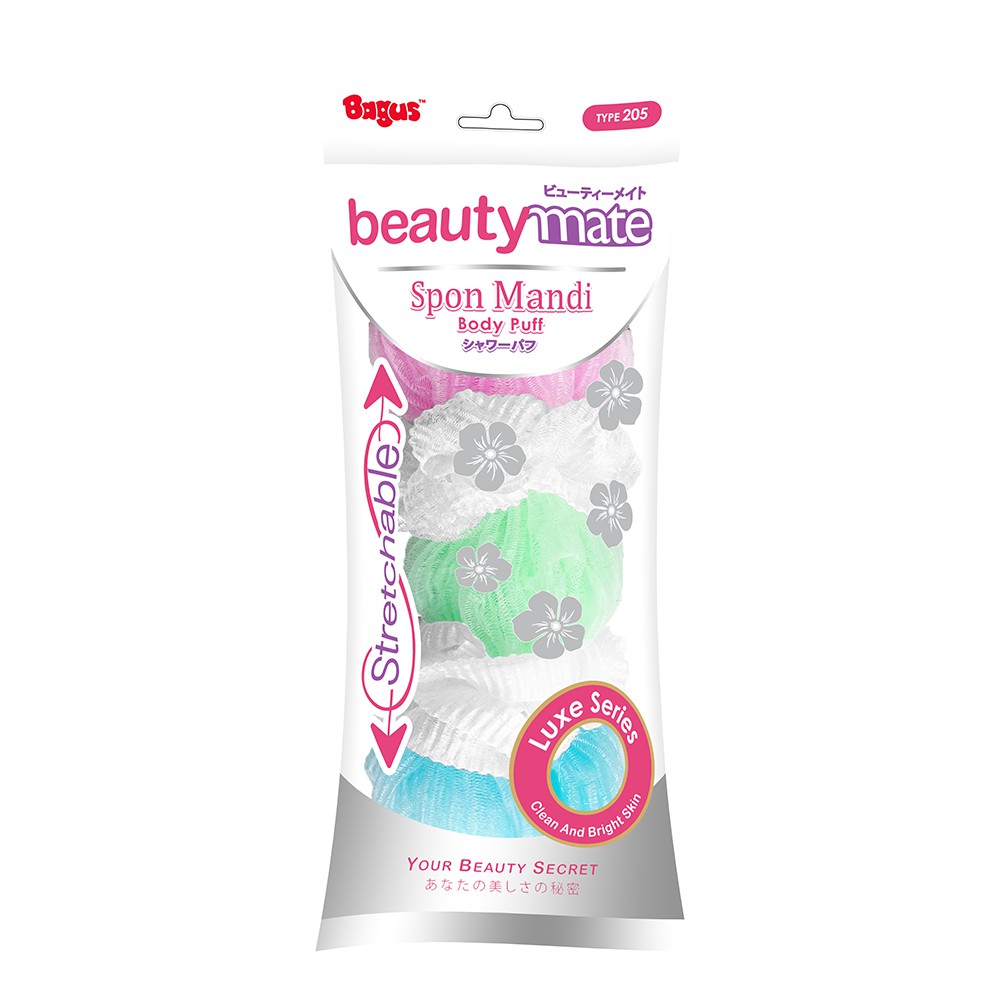 Bagus Busa Spons Mandi Strechable Beautymate Shower Puff Sponge 205