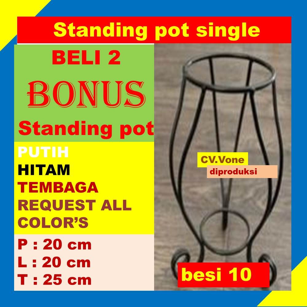 Rak Bunga Besi Mininalis Susun 1 Dudukan Standing Pot Tinggi 25 Cm Model Tabung