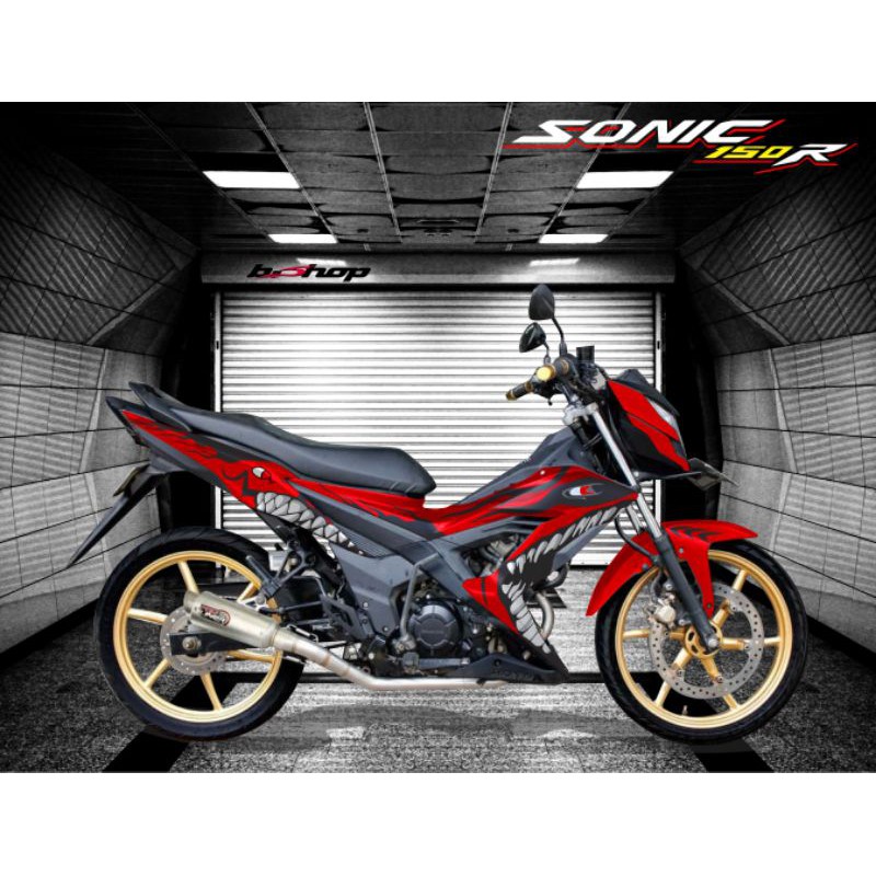 Decal sonic 150 r full body Striping motor sonic 150 r motif red shark Sticker decal sonic 150