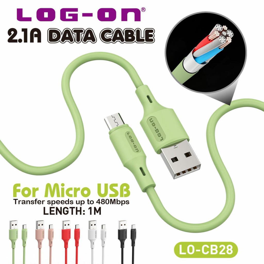 1toples 30pcs~KABEL DATA CHARGER LOG-ON CIRCLE LO-CB15 MICRO-USB TYPE-C IPHONE ( log-on CB28 ISI 40)