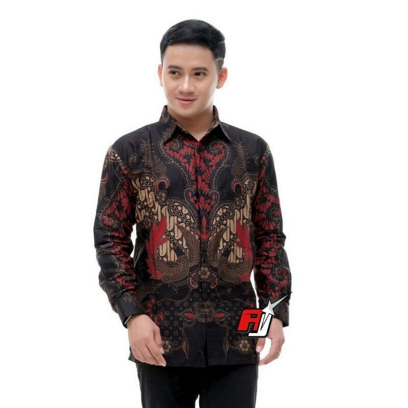 baju Kemeja batik  pria lengan panjang katun primish Lapis furing