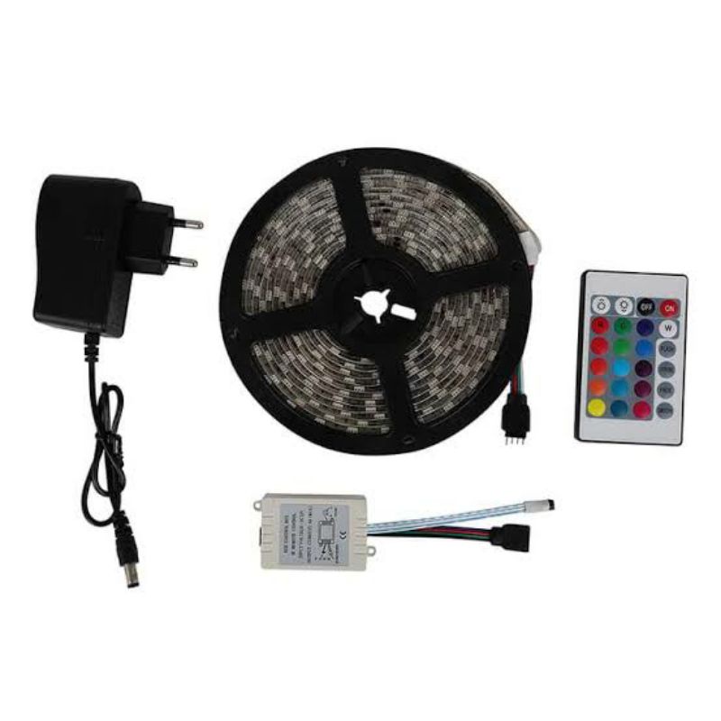 Led Strip RGB Set IP44 3528 Mata Kecil ( Remot + Adaptor )