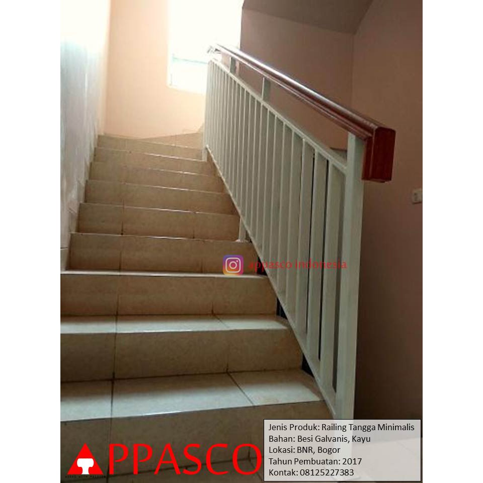 Railing Tangga Minimalis Dengan Pegangan Kayu Di BNR Bogor Shopee