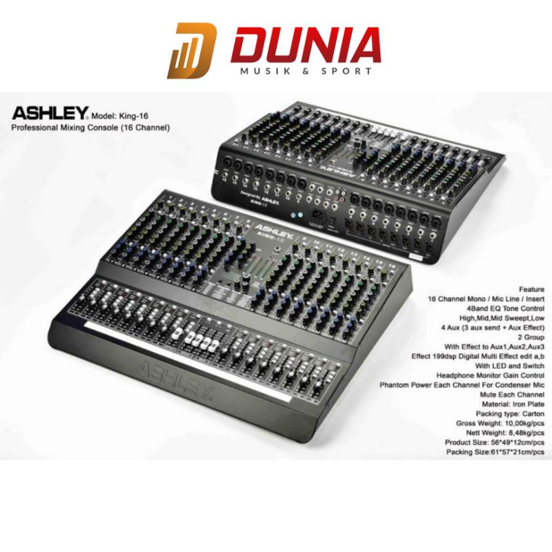 Mixer Ashley King 16 Original 16Ch Multi Effects 199 DSP
