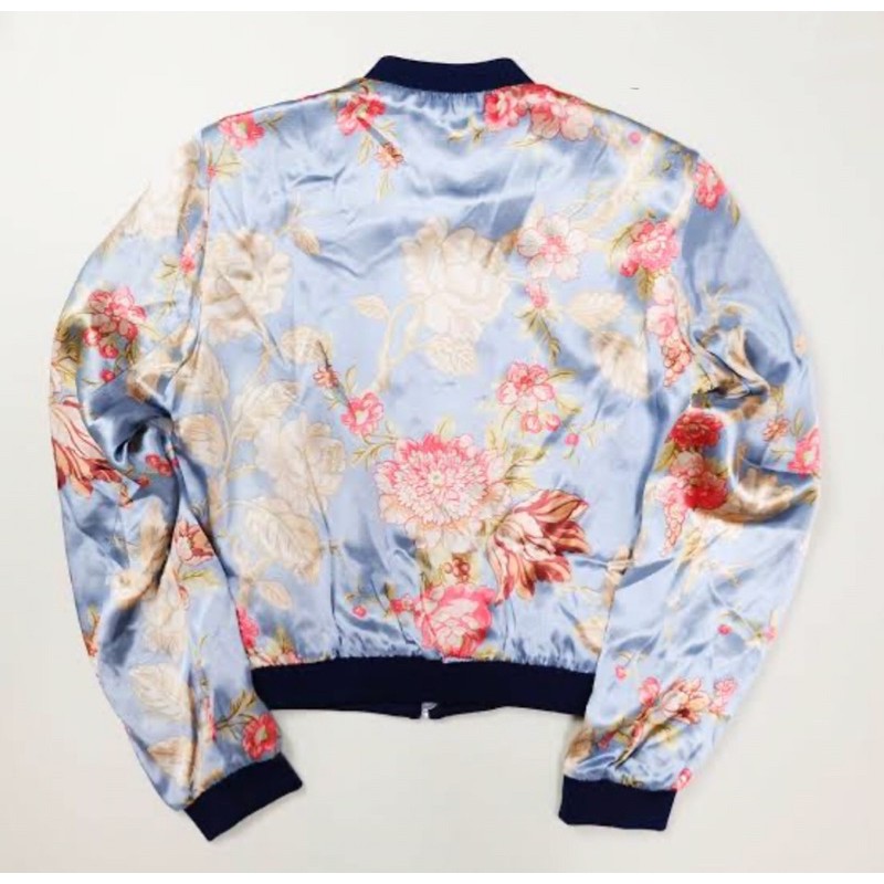 ZARA TRAFALUC satin bomber jacket flower bunga