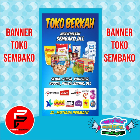 banner toko sembako/spanduk warung sembako / banner ukuran 80 x 100 cm Bisa COD