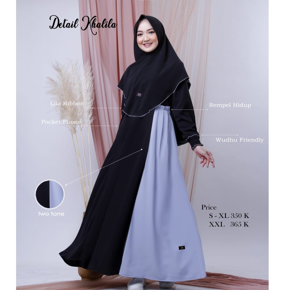 Gamis Syari Couple Gamis Anak + Khimar Hitam Khalila