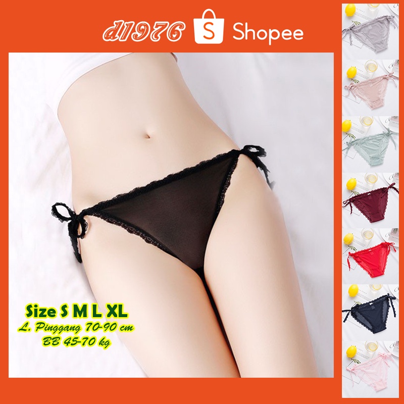 d1976 Celana Dalam CD Sexy Wanita Bahan Nylon GString Tali Samping G String Wanita All Size S M L XL