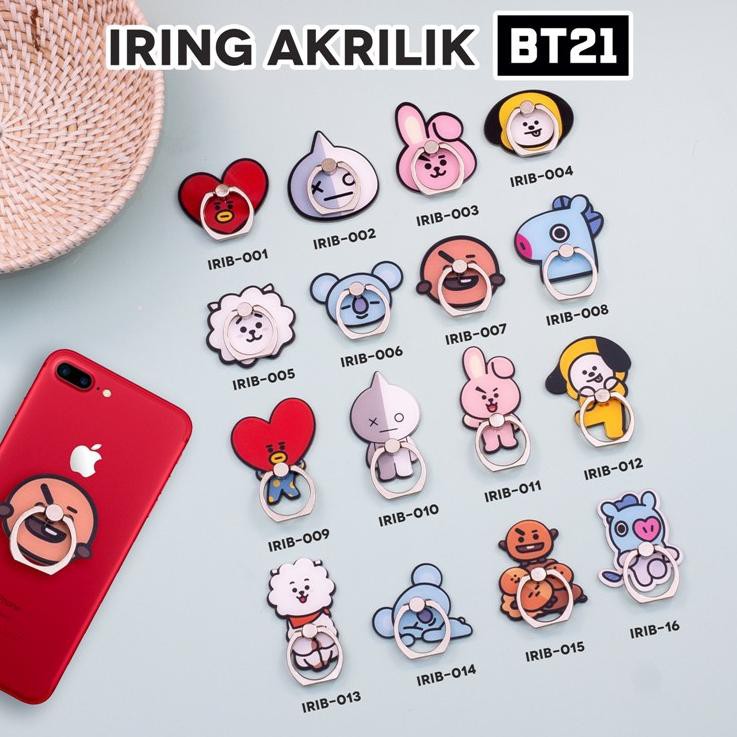W758℩♠⌘ iRing Akrilik/ Ring Holder/ Cincin HP/ Ring Stand/ Phone Holder - BT21 BTS KPOP