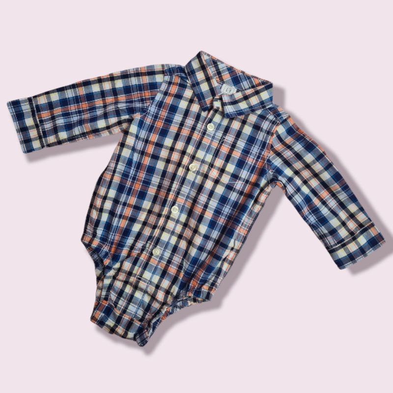 Termurah Kemeja Jumper Anak Bayi Baby Gap Button Front Bodysuit Original-3