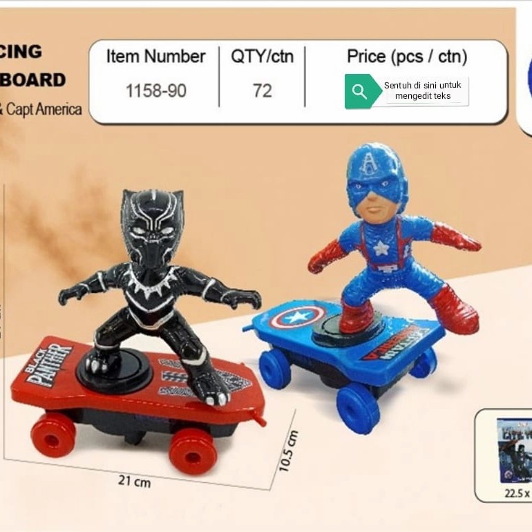 Mainan Anak Skuter Ultraman & Black Phanter Skateboard Putar 360 Derajat