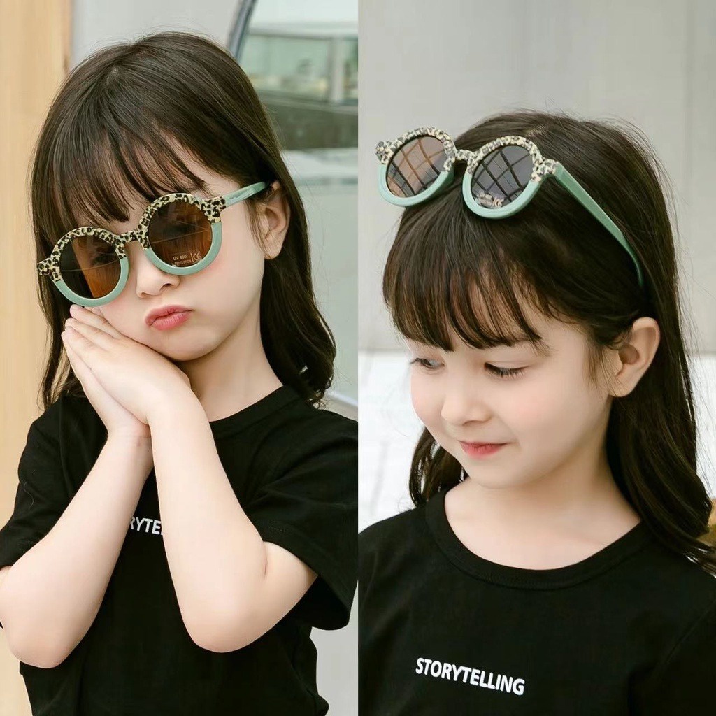 T&amp;Y Kacamata Anak Perempuan Bulat Leopard Korea Fashion Lucu 6683 Kaca Mata Laki Laki Hitam Gradasi Macan High Quality Kids Sunglasses Murah Import