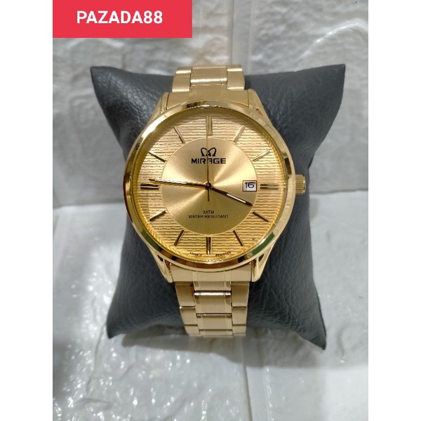 MIRAGE 8668 BRP-M/JAM TANGAN PRIA RANTAI KUNING STAINLESS STEEL WATER RESISTANT