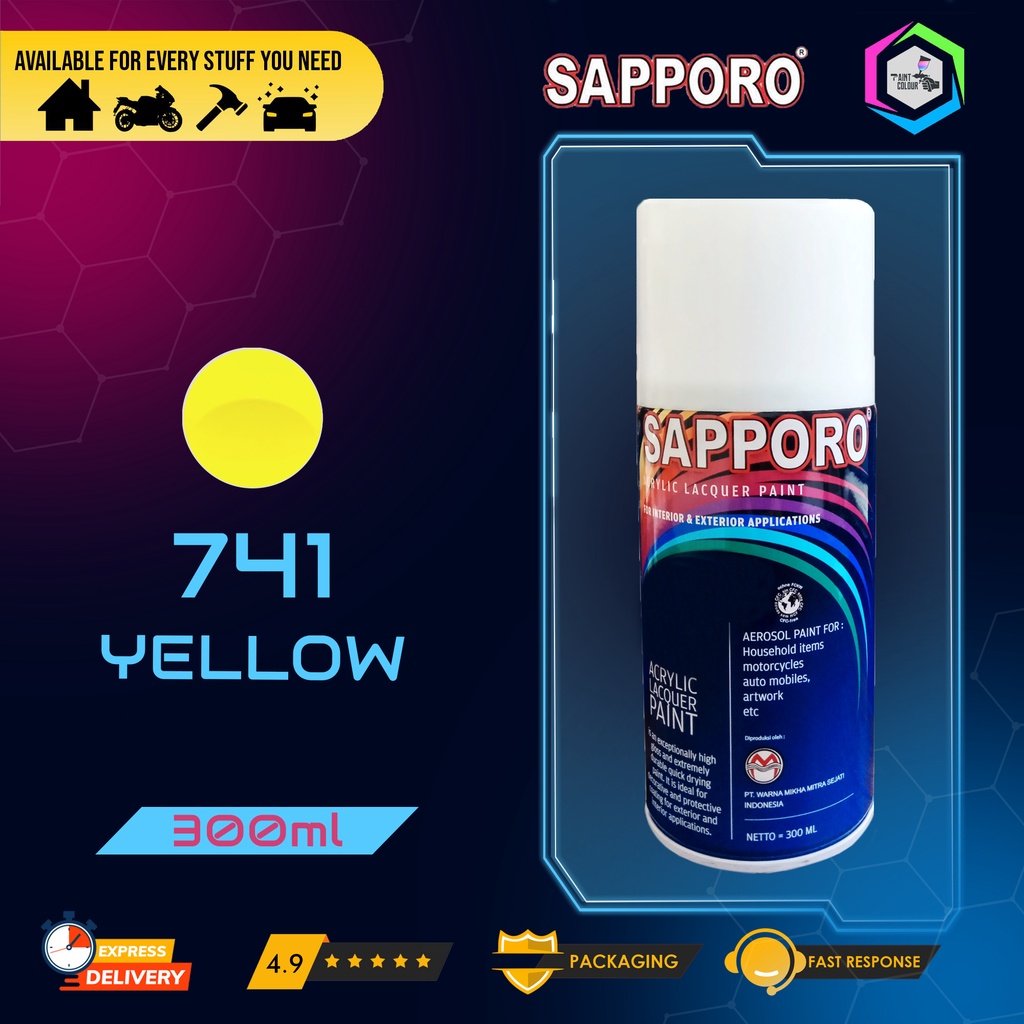 Cat Semprot SAPPORO Paint - 741 YELLOW Helm/Motor/Gundam/Body