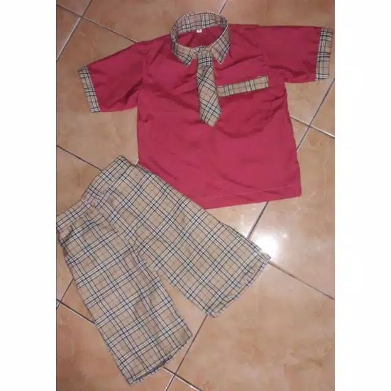 seragam TK kotak pink