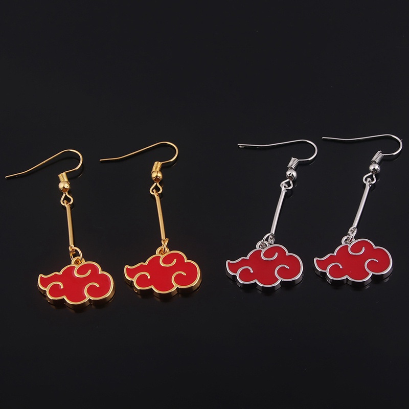 Anime Naruto Jewelry Konoha Earrings For Women Akatsuki Red Cloud Ear Hoops Ninja Darts Dangle Earring Fans Creative Gift