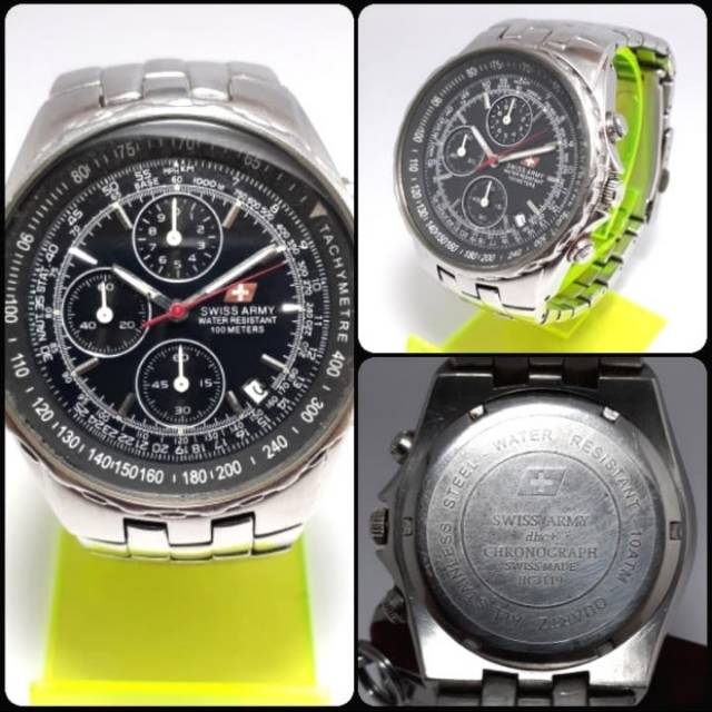 SWISS ARMY DHC+ HC3119. Chrono Aktif. Warna Hitam. Stenlesteel Padat Dan Halus