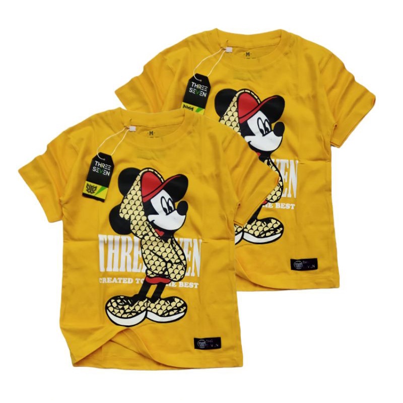 Kaos distro anak cowok cewek baju atasan anak perempuan Mickey kuning