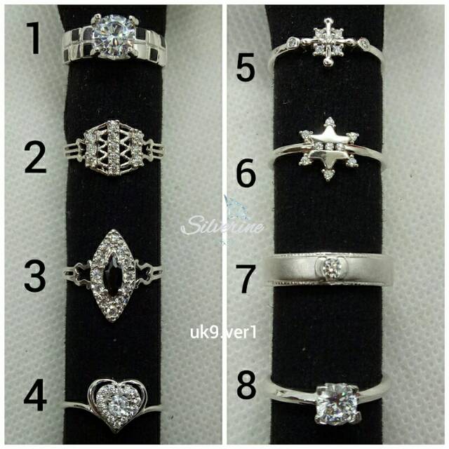 Silver 925 CINCIN UKURAN 9 PERAK LAPIS EMAS PUTIH RHODIUM