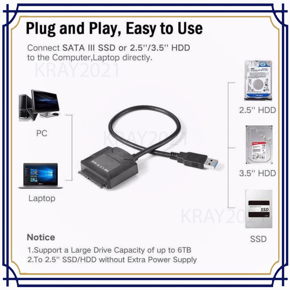 Kabel Adapter USB 3.0 to SATA for 3.5 / 2.5 Inch HDD SSD KK754