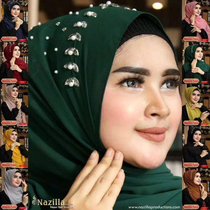Jilbab Pashmina Instan Tali Mahkota Tabur Ori Nazilla