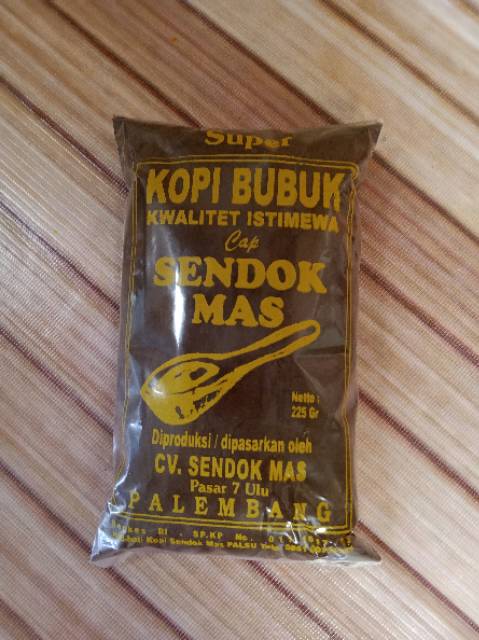 

kopi item sendok mas bubuk khas palembang