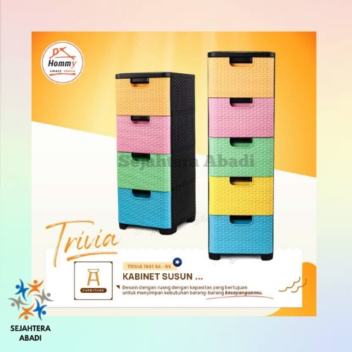 Lemari Laci susun 5 / Rak serbaguna 5 laci / Lemari Plastik 5 laci /Rak Plastik Trivia Susun 5 HOMMY