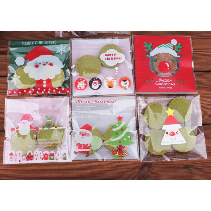 

Uk 10x10 Plastik Kue Cookies Bag Kantong permen candy Souvenir Kado Roll Cake Natal Christmas Mix