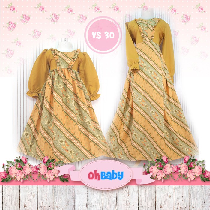 Couple gamis batik Oh Baby VS30 - mustard