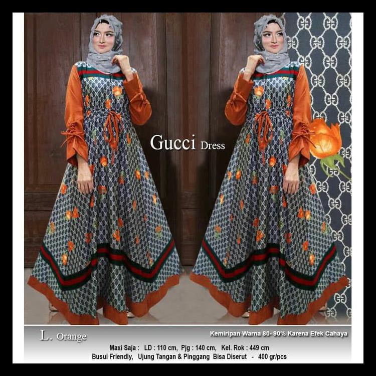 100% BERKUALITAS BAJU BUSANA MUSLIM WANITA GAMIS SYARI PESTA GUCCI TERBARU 100% TERMURAH