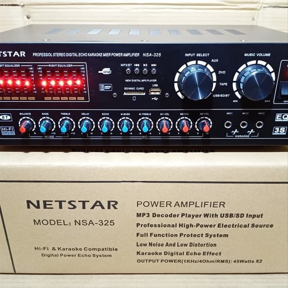 ampli bluetooth netstar nsa 325 amplifier karaoke mixer nsa325