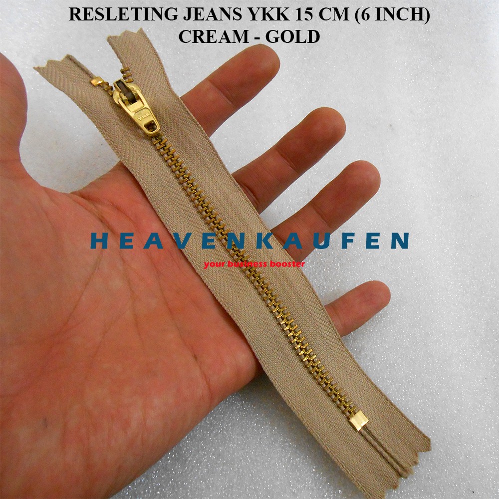 Resleting Zipper Jeans Gigi Besi YKK 15 cm / 6 inch Cream - Gold Emas