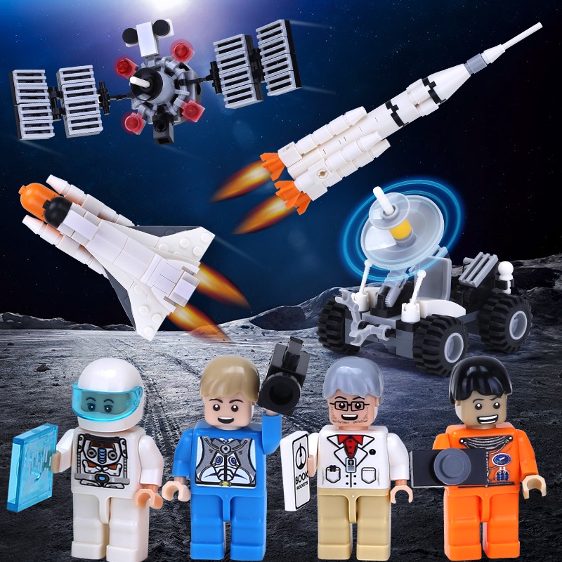 Mainan Lego 4 in 1 Bricks Astronot Roket Balok Susun Edukasi Anak DIY