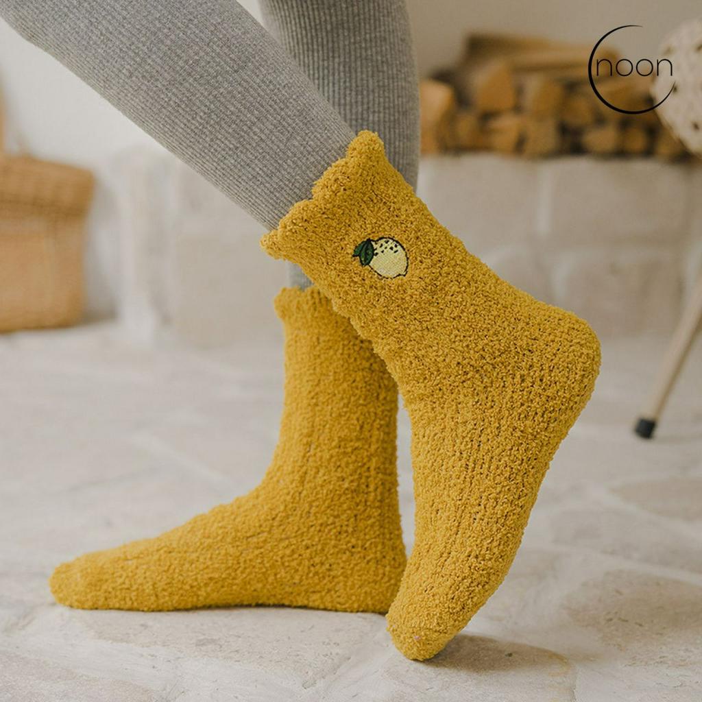 NOON (sleeps-all-day) Kaos Kaki Wanita Korea Dewasa Tidur Kamar Hangat Tebal Bulu Lembut Empuk Musim Dingin Motif Lucu Imut Impor Grosir Murah Lusinan Kaus Kaki Koskaki Koaskaki Betis Buah Wool Wol