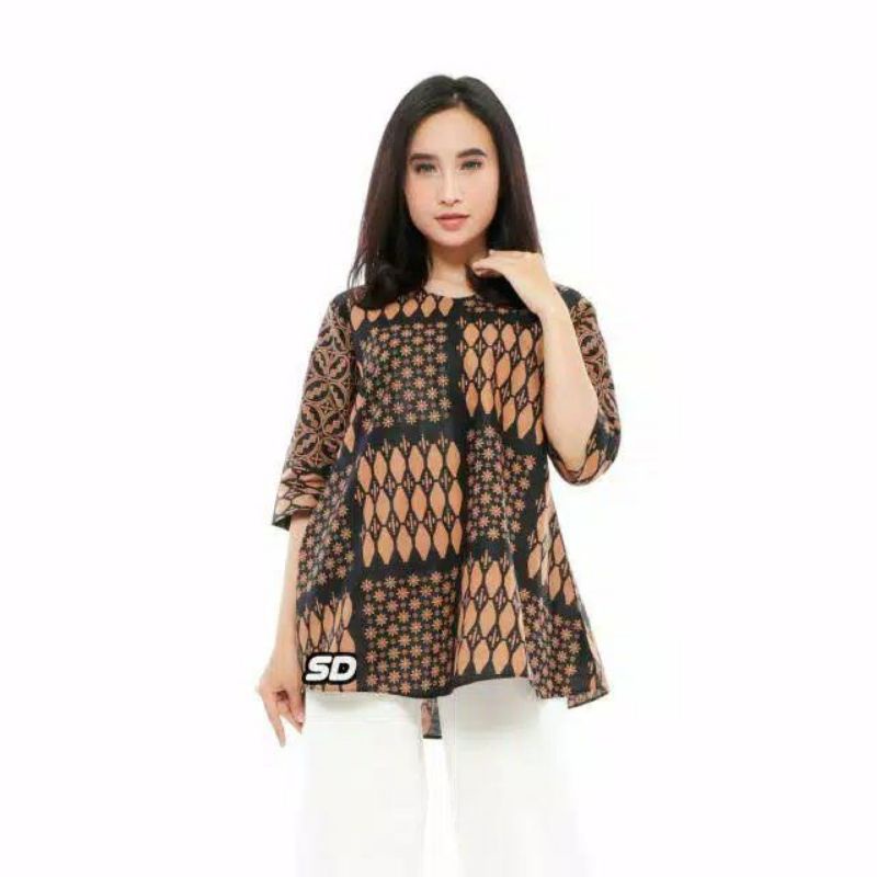 tey-17 Batik Wanita ASJ SA HRB026 Kenogo Kemeja Tosca Pendek-Model 6