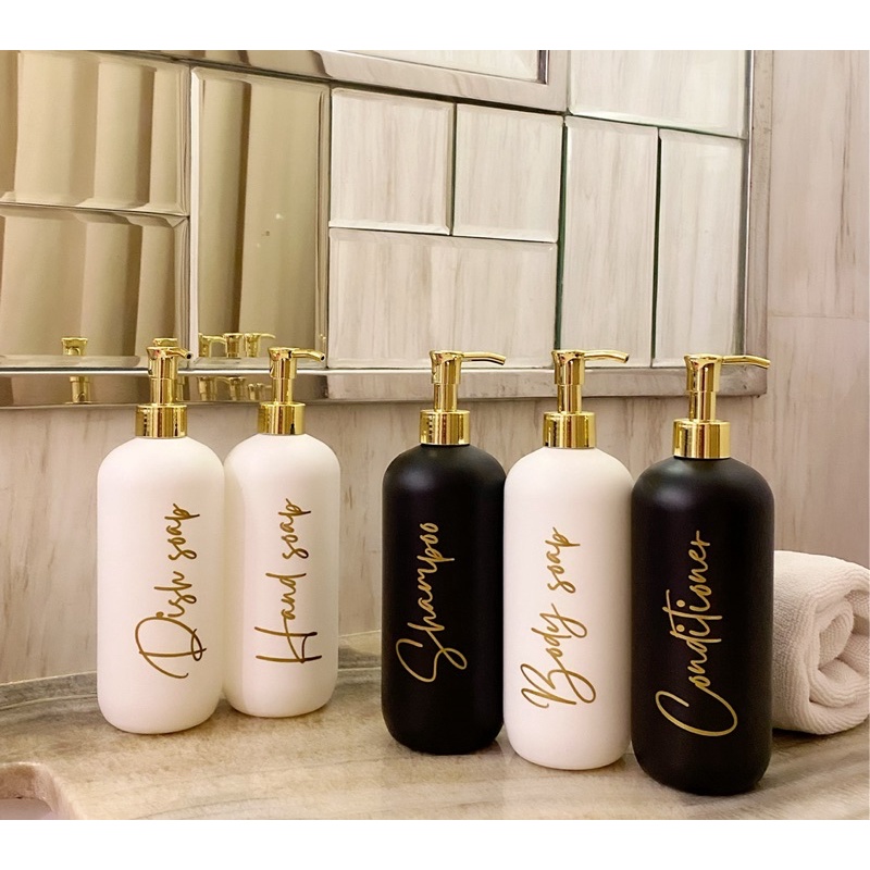 botol doff N24 HITAM PUTIH 500ml gold new pump gold luxury . aesthetic bottle minimalist refill organizer laundry bathroom tempat sabun cair isi ulang estetik