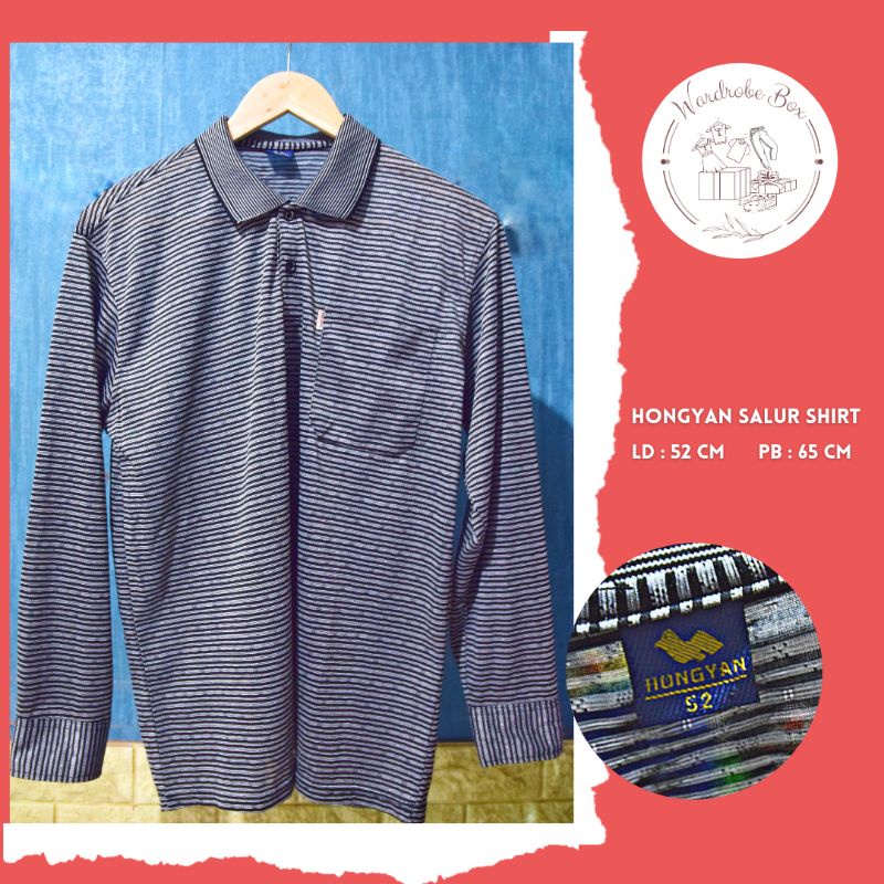 Hongyan Salur Shirt / Kemeja Pria Lengan Panjang Preloved