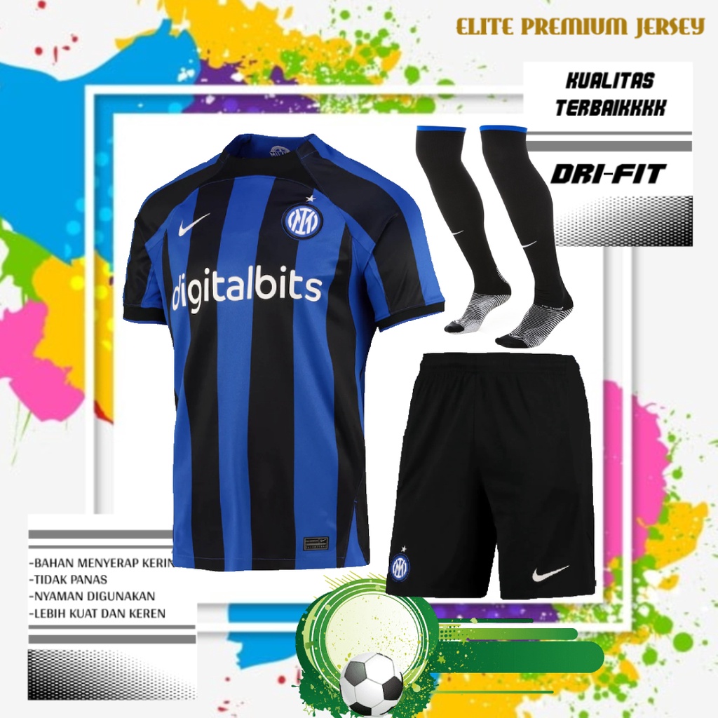 FULL SET JERSEY, CELANA & KAOS KAKI SEPAK BOLA INTER HOME 2022/2023 GRADE ORl KUALITAS TERBAIK | SET