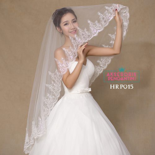 [PRODUK TERLARIS] SLAYER PENGANTIN WEDDING VEIL AKSESORIS PESTA LACE PUTIH HRP015