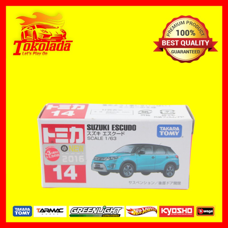 Diecast mobil mainan Diecast Takara Tomy Diecast Tomica No. 14 Suzuki Escudo - 2016 Sticker