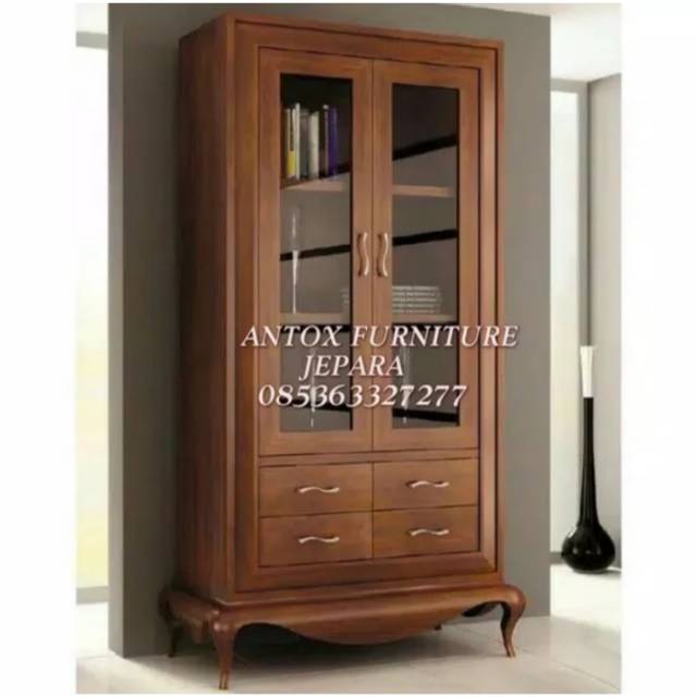 Lemari pajangan minimalis mebel Jepara