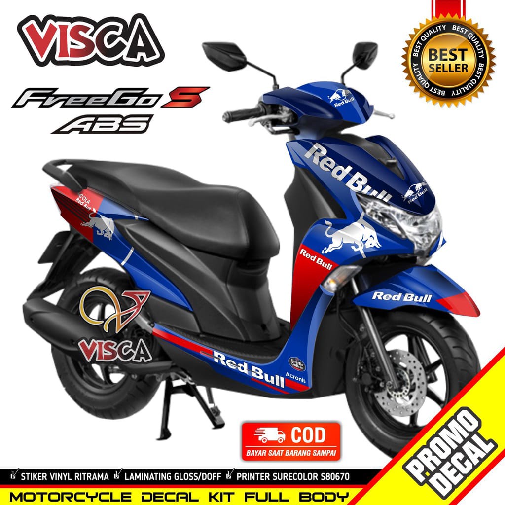 Decal Yamaha Freego Striping Yamaha Freego Stiker Variasi Yamaha Freego Redbul