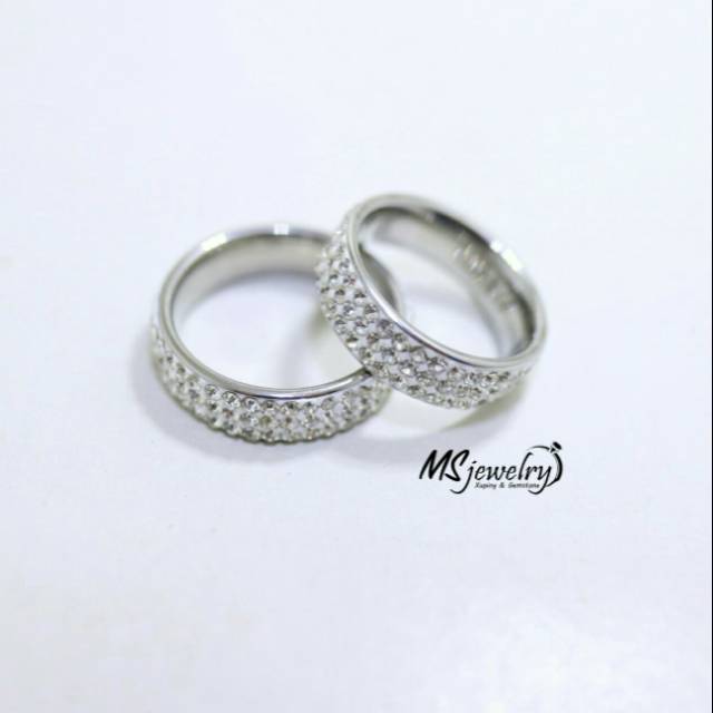 Cincin couple monel permata full
