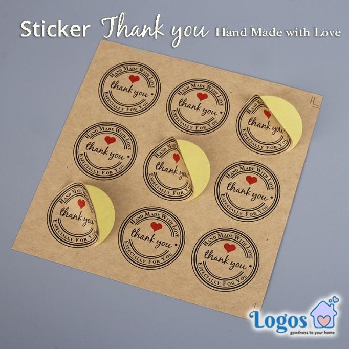 

Sticker bulat Thank you Hand Made with Love stamp stiker label toples