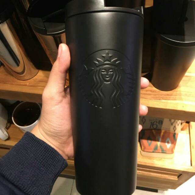 Tumbler Starbucks Thermos black, chroom and silver